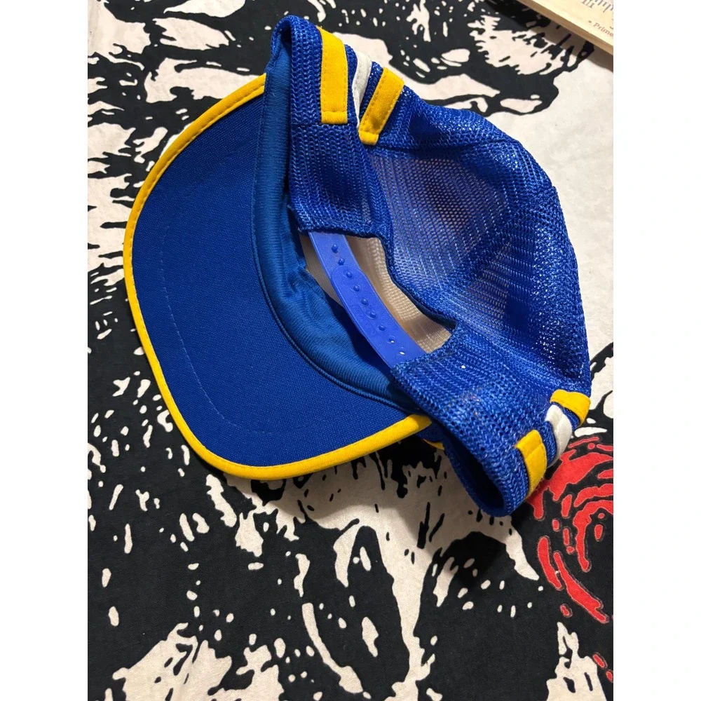Vintage Ken Jerry 1st Racing Team Trucker Hat Blue White Snapback Mesh Cap